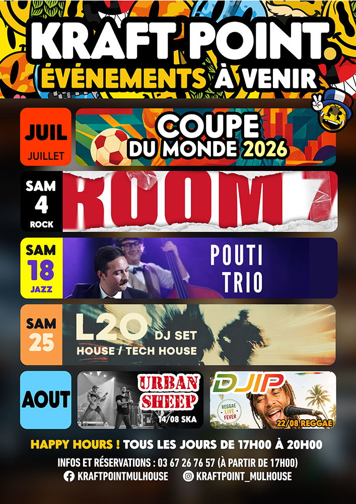 Planning du mois de juillet au Kraft Point Mulhouse